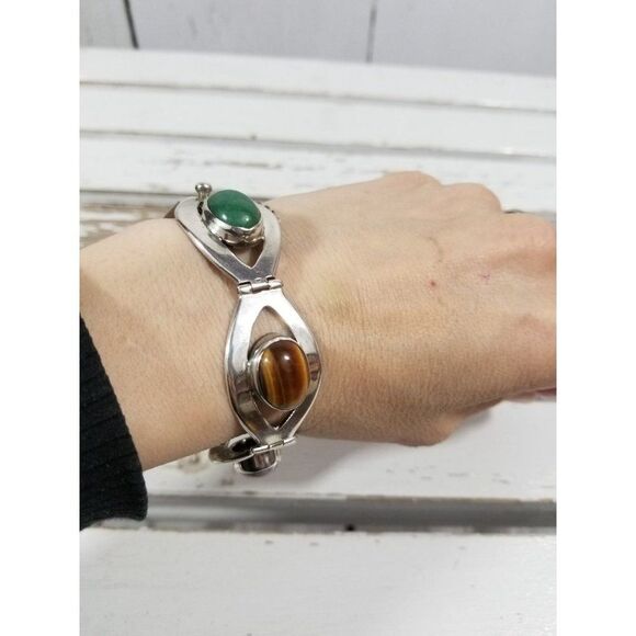 Vintage Taxaco Mexico AHC Bracelet semiprecious stone Sterling Women - Picture 3 of 10